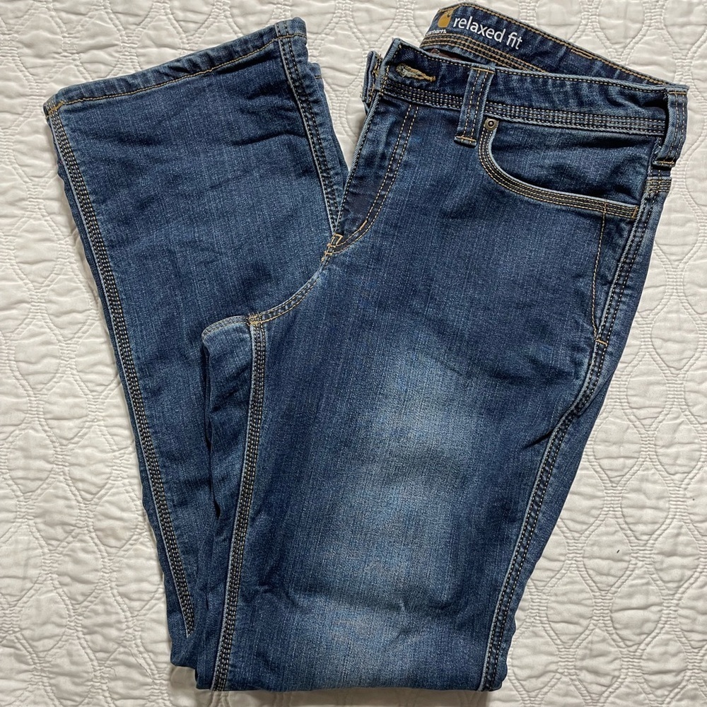 CARHARTT-Women's Flannel Lined Straight Leg Relaxed Fit Jean